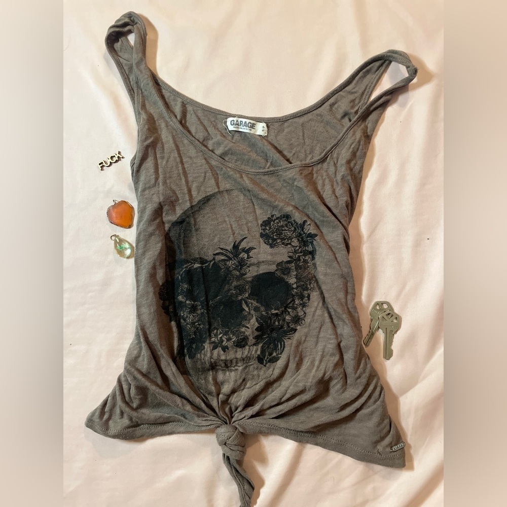Loose fit cropped Garage skull tank top